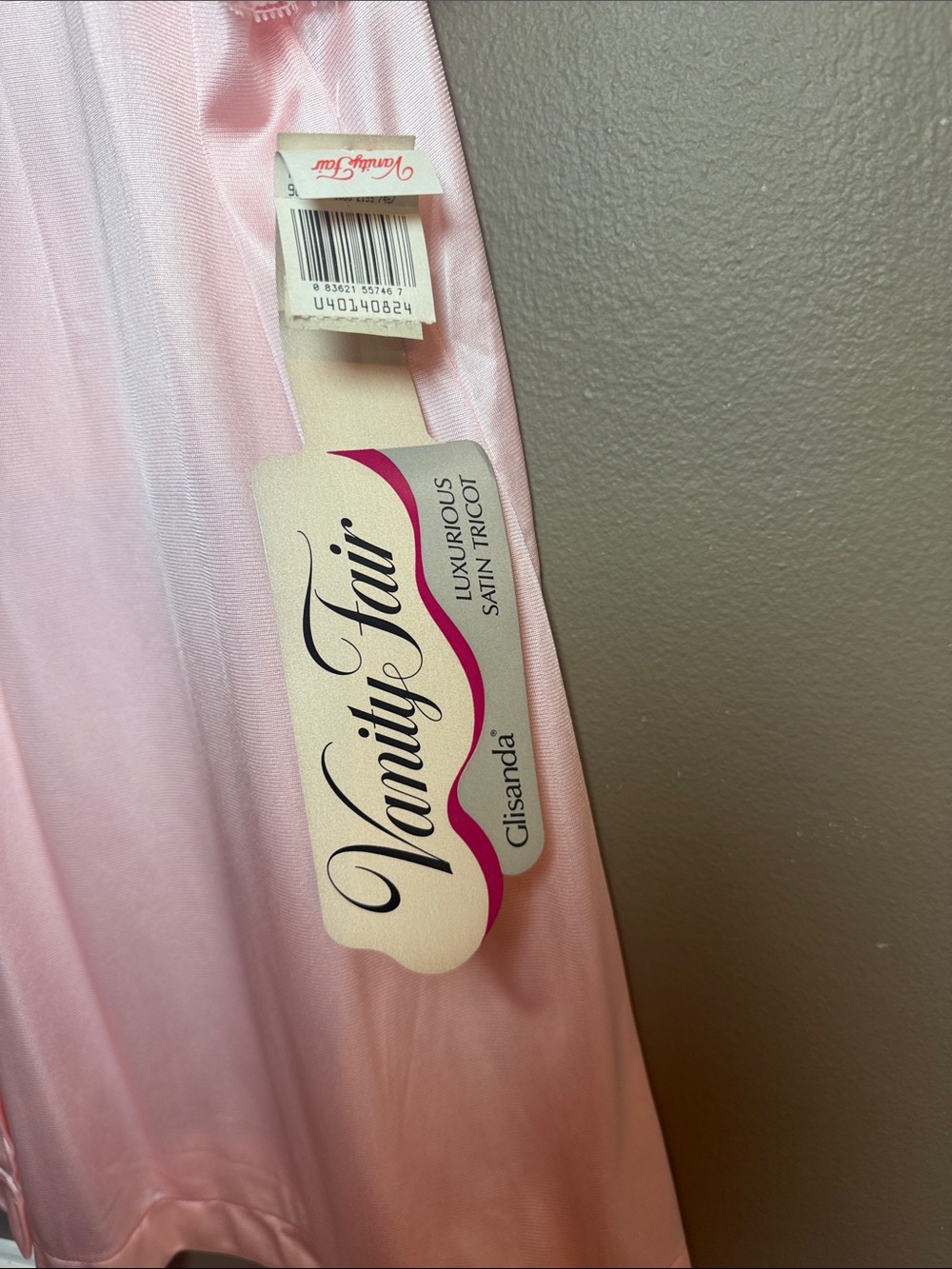 Vintage 90s Vanity Fair Pink Satin Nylon Pajama Set NWT Lace M - Picture 4 of 9